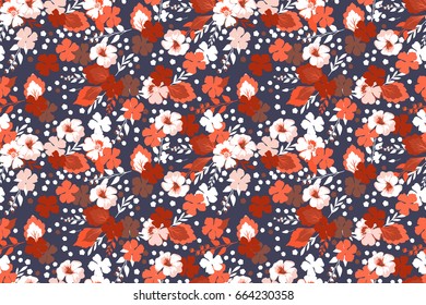 Vector seamless flowers pattern. Floral background for design fabric, paper, wrapping.