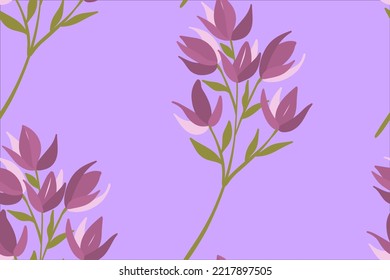 Patrón de flores sin costura vectorial. Patrón con lilas, flores moradas.