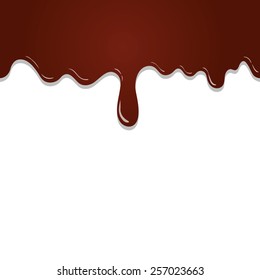vector seamless flowing melted chocolate  isolated on white background