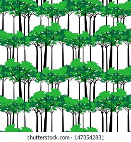 Vector seamless forest pattern on white background