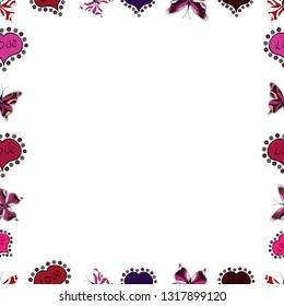 Vector. Seamless. Foursquare frames doodles. Picture in white, red and black colors.