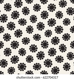 Vector seamless freehand pattern. Abstract background with floral brush strokes. Monochrome hand drawn texture
