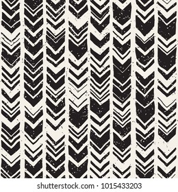 Vector seamless freehand pattern. Doodle monochrome print with hand drawn chevron texture. Trendy graphic design.