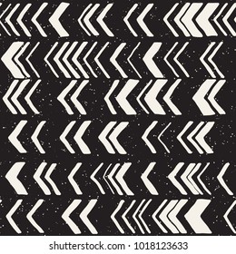 Vector seamless freehand pattern. Doodle monochrome print with hand drawn chevron texture. Trendy graphic design.