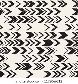 Vector seamless freehand pattern. Doodle monochrome print with hand drawn chevron texture. Trendy graphic design.