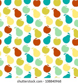 Vector seamless fruit pattern- apple and pear