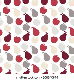 Vector seamless fruit pattern- apple and pear