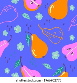 Vector seamless fruit pattern with  pears
