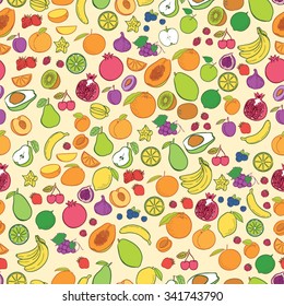 Vector seamless fruits set