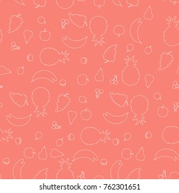 Vector seamless fruity pattern on the peach background.