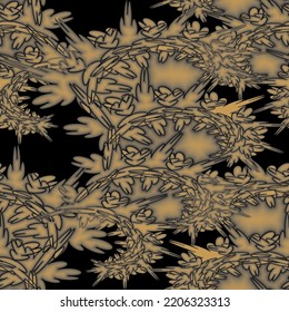 Vector seamless full color pattern on a black background.