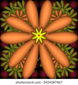 Vector seamless full-color 3d pattern on a black background
