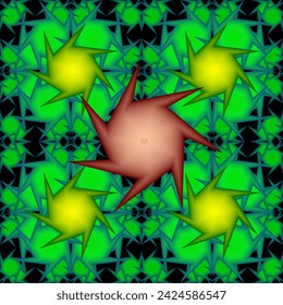 Vector seamless full-color 3d pattern on a black background