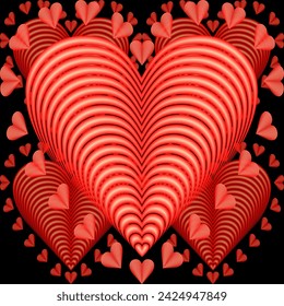 Vector seamless full-color 3d pattern on a black background