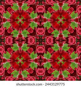 Vector seamless full-color texture of natural flower pattern