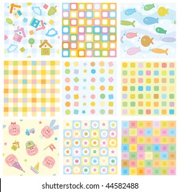 Vector seamless, fun baby  patterns for your design