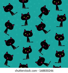 The vector seamless with funny cats