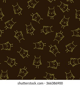 The vector seamless with funny little owls