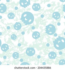 vector seamless funny little skulls with grunge background print