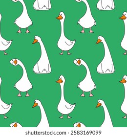 vector seamless funny pattern with geese, cute comic print for fabric and paper