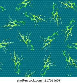 Vector seamless funny pattern. Watercolor green blots