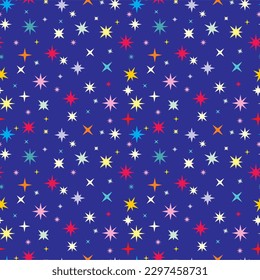 
Vector seamless galaxy blue pattern with colorful constellations and stars. Beautiful space background.