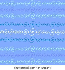 Vector seamless gentle curly waves