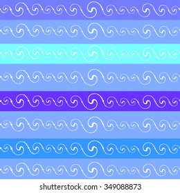 Vector seamless gentle curly waves and strips