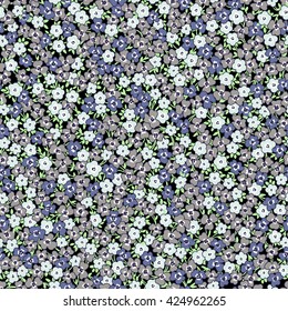 vector seamless gentle cute childish hand drawn little floral ditsy pattern, spring summer mood, colorful flower background allover print