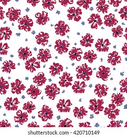 vector seamless gentle fantasy flower pattern, ditsy artistic floral background print