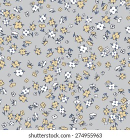vector seamless gentle hand drawn ditsy flower pattern