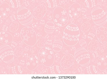 Vector seamless gentle pattern with decorative eggs. easter eggs hangging on pink background. illustrstion vector.