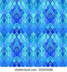 Vector seamless geometric abstract blue mosaic pattern. Pattern for Textile design and abstract printing backgrounds.