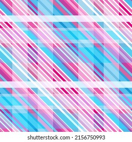 Vector seamless geometric abstract pattern multicolored diagonal, vertical and horizontal stripes for the design of cotton fabric, batiste, silk