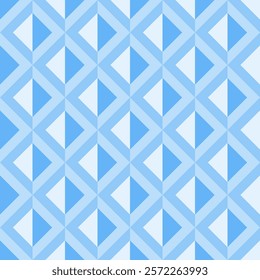 Vector seamless geometric abstract pattern with blue triangles and diamonds