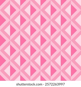 Vector seamless geometric abstract pattern with pink triangles and diamonds