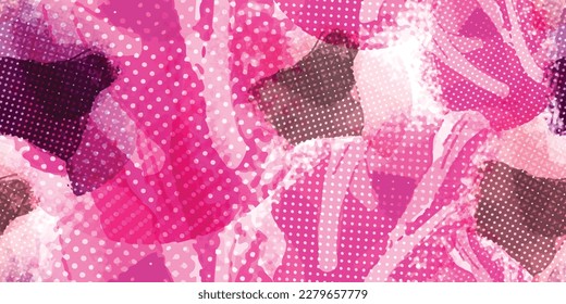 Vector seamless geometric abstract trendy dot pattern. Colorful pink fashion. Beautiful decorative element for fabric prints
