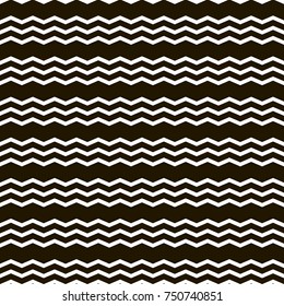 Vector seamless geometric background. Abstract pattern with horizontal white zigzag lines on black backdrop. EPS10. Can be used as print on cover or cloth.