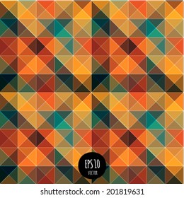 Vector seamless geometric background. Vibrant futuristic abstract pattern. Colorful modern style fashion design. Bright triangle texture. Colors shapes digital backdrop.