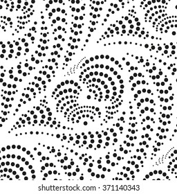 Vector Seamless Geometric Black White Pattern of Circles. Abstract Monochrome Background