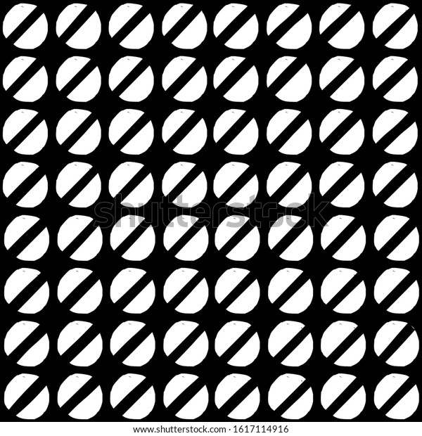 Vector\
seamless geometric black and white pattern of hand-drawn half\
circles, circles divided in half. For decor, textile, fabric,\
carpet, wallpaper, ceramic tiles,\
wrapping.