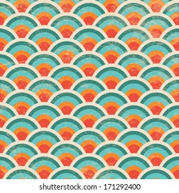 Vector Seamless Geometric Circles Background with Grunge Texture, Hipster Style, Seamless Pattern, Illustration