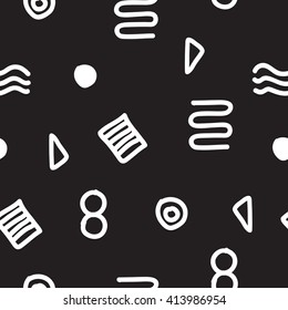 Vector seamless geometric doodle pattern. Abstract linear minimalistic ornament in black and white. Design  for fashion textile print, wrapping paper or web background