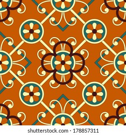 Vector seamless geometric floral pattern, seamless pattern in swatch menu