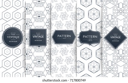 Vector Seamless geometric gray and blue Pattern set wit Rounded Lines, polygon, Abstract Background