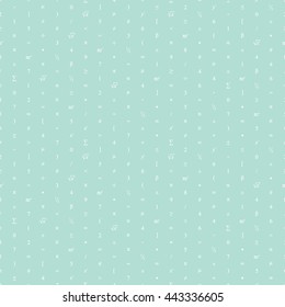 Vector seamless geometric green background. Mathematical pattern of numbers, symbols and figures.