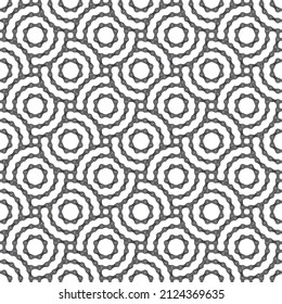 Vector seamless geometric grid texture realistic chain in the shape of overlapping circles. Isolated on white background.
