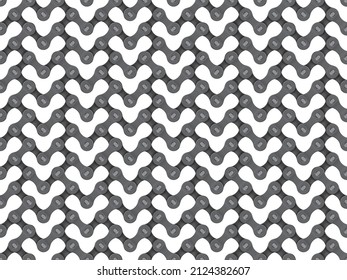 Vector seamless geometric grid texture realistic chain. Isolated on white background.