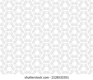Vector seamless geometric line circle grid texture bicycle chain. Isolated on white background.