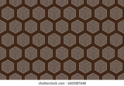 Vector seamless geometric line hexagon texture wall.